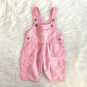 Vintage Osh Kosh Baby Girls Pink Gingham Overalls